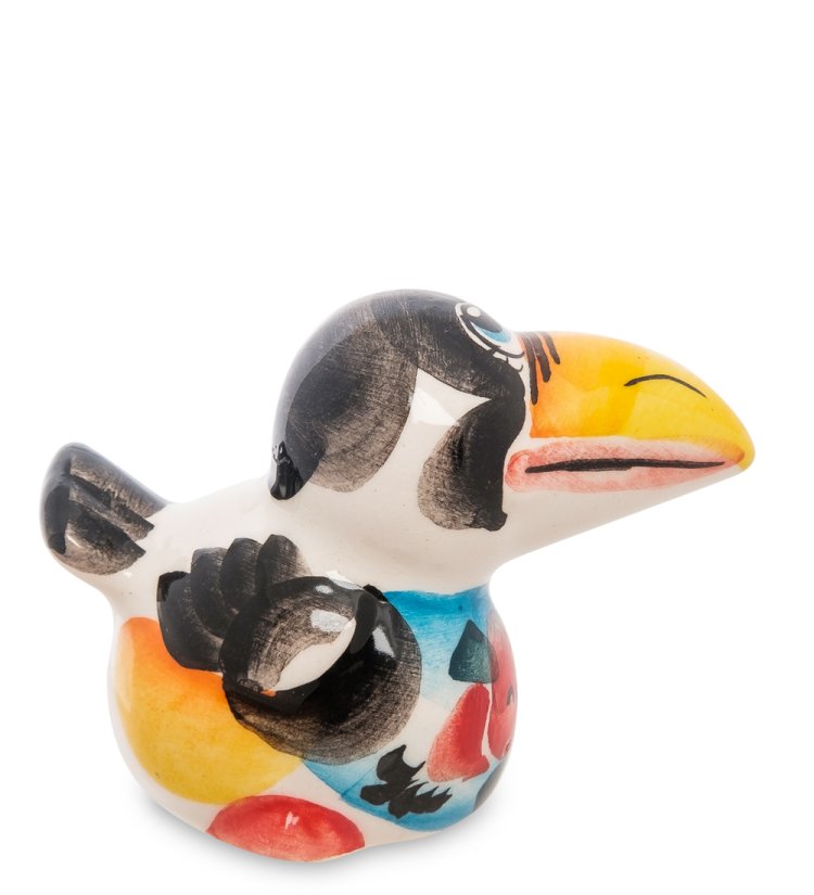 Статуэтка Ворона Цветная гжель ГЛ-131, фотография сбоку 2