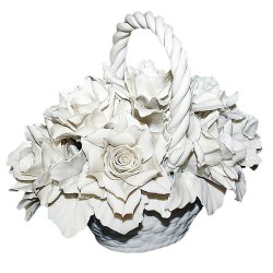 Статуэтка из фарфора корзина с белыми Розами