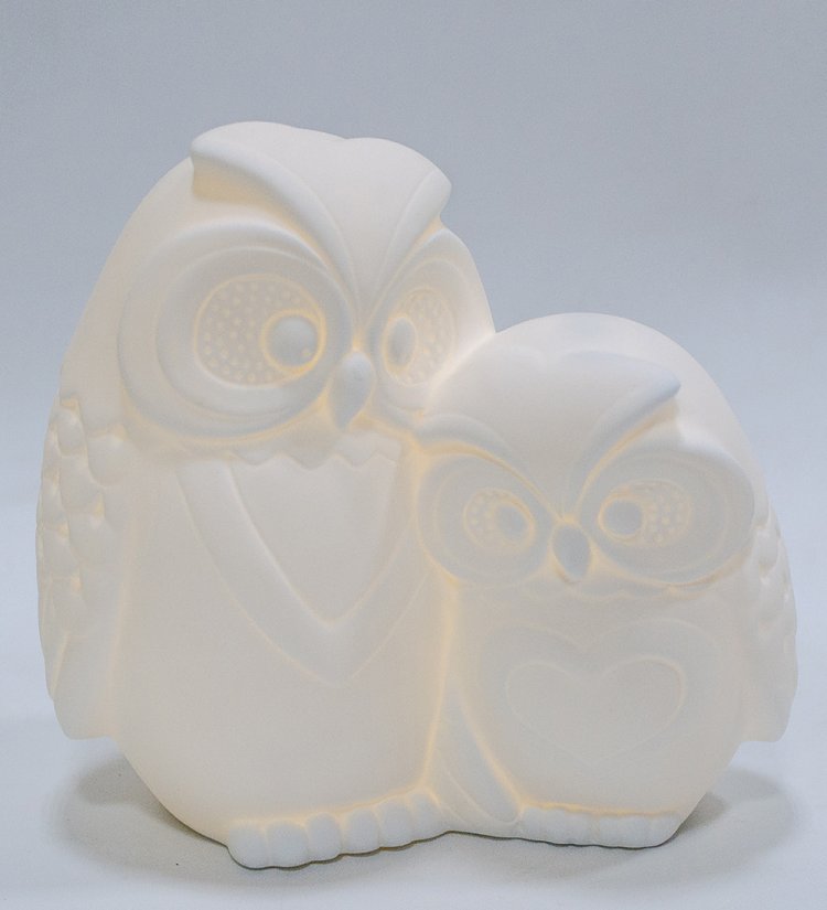 Статуэтка из бисквитного фарфора с подсветкой Сова с совенком Pavone JP-186/ 22, фотография подсветки
