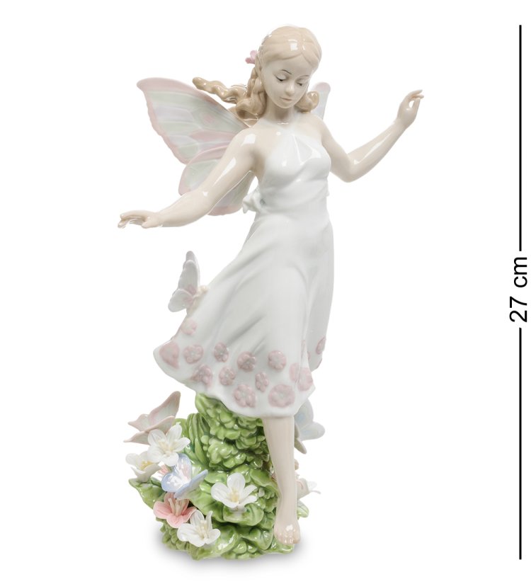 Статуэтка из фарфора Девушка Ангел на цветочном лугу Pavone JP-22 /13