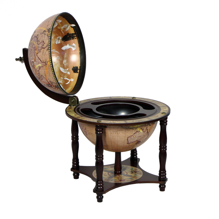 Глобус-бар настольный с пятью ножками, сфера 33 см, светлый Jufeng JF-RG-33006-N, фотография в открытом виде