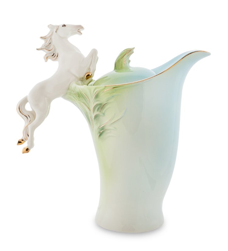 Заварочный чайник из фарфора Лошадь Pavone FM-75/ 1, фотография сбоку