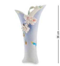 Ваза из фарфора для цветов голубая Орхидея