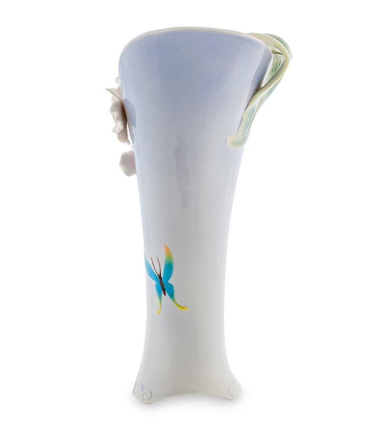 Ваза из фарфора для цветов голубая Орхидея Pavone FM-37/ 6, фотография с обратной стороны