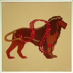 Картина Лев-стихия года c кристаллами Swarovski