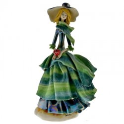 Фарфоровая статуэтка Дама в зеленом платье с розой