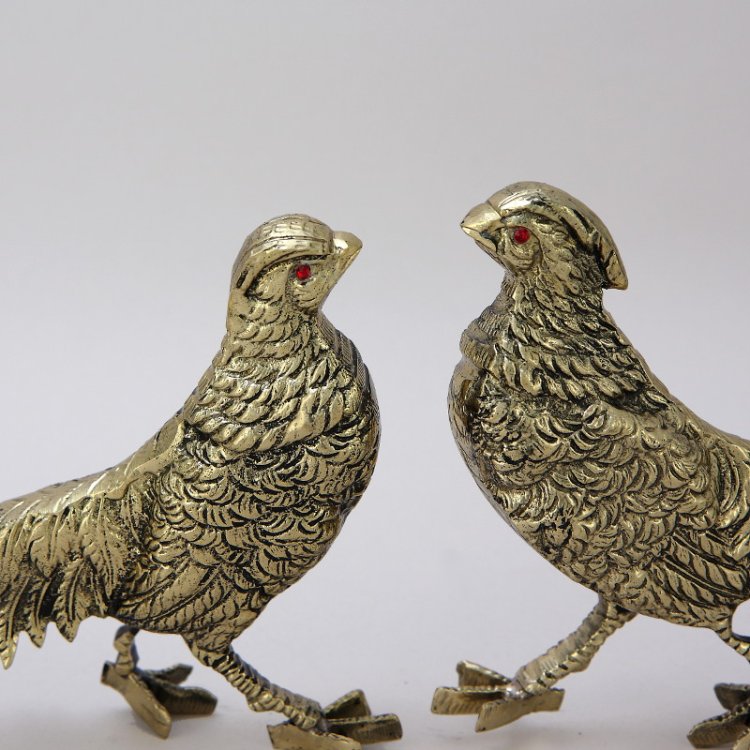 Статуэтка из бронзы Пара золотых фазанов Bello De Bronze BP-12002-D, портретный вид