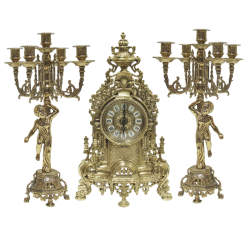 Часы каминные с канделябрами Купидон