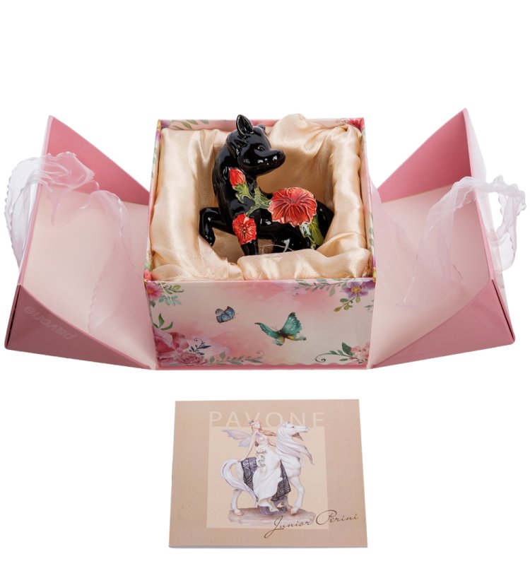 Статуэтка из фарфора Лошадка Розочка Pavone JP-61/11, упаковочный вид