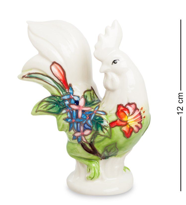 Статуэтка из фарфора Петух с зелеными деталями Pavone JP-91/ 9