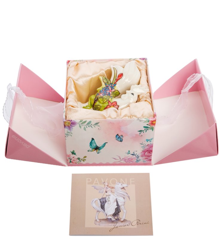 Статуэтка из фарфора Петух с зелеными деталями Pavone JP-91/ 9, упаковочный вид