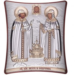 Икона Петр и Феврония, Размер 8x9 см