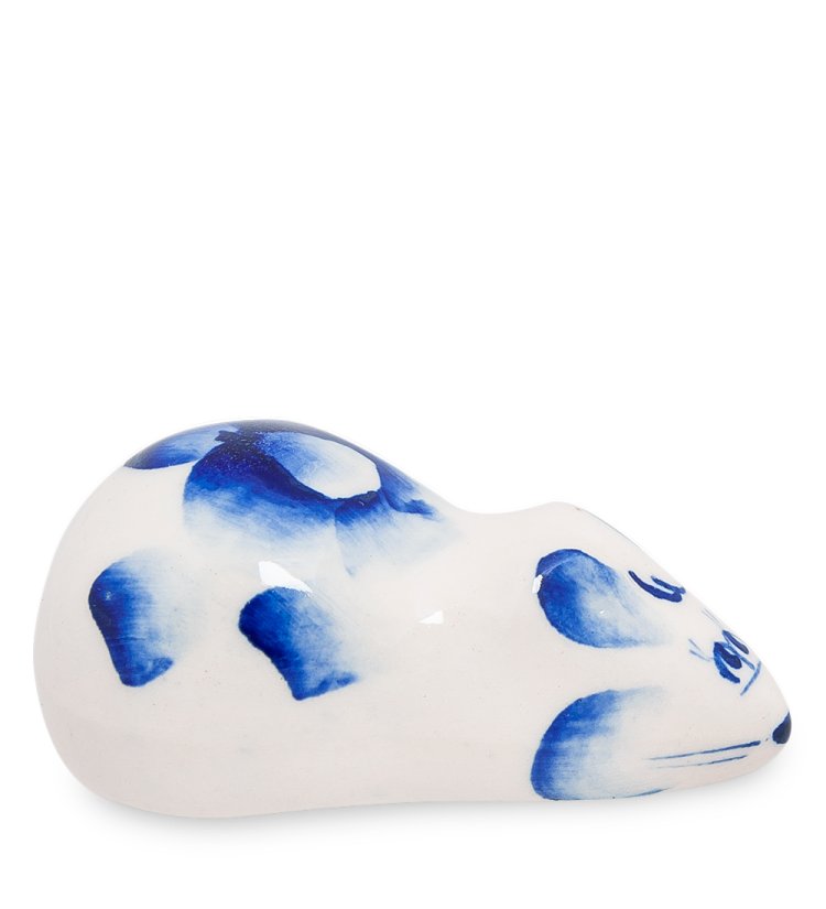 Фигурка Мышка-норушка Голубая гжель ГЛ-316, фотография сбоку