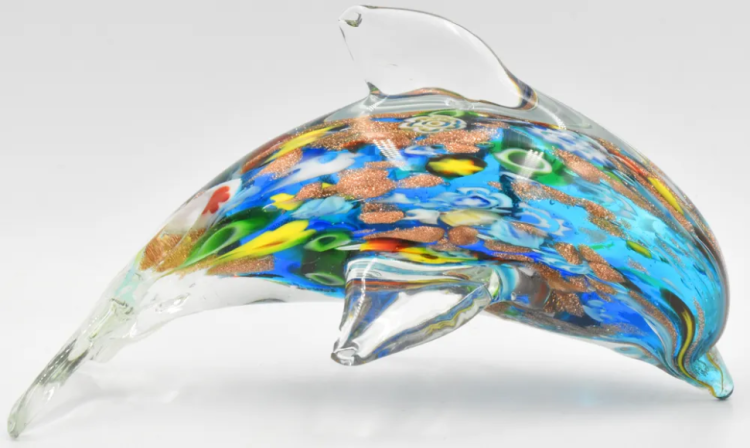 Статуэтка из Муранского стекла Дельфин, Длина 14 см Mirho 17102, оборотная сторона вид профиль