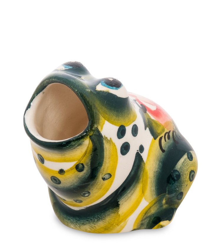 Подставка для зубочисток Лягушка Цветная гжель ГЛ-116, фотография спереди