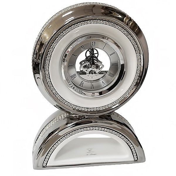 Часы настольные платиновые с Swarovski Bruno Costenaro 848/P-STR