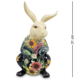 Статуэтка из фарфора Черный кролик с белой мордой