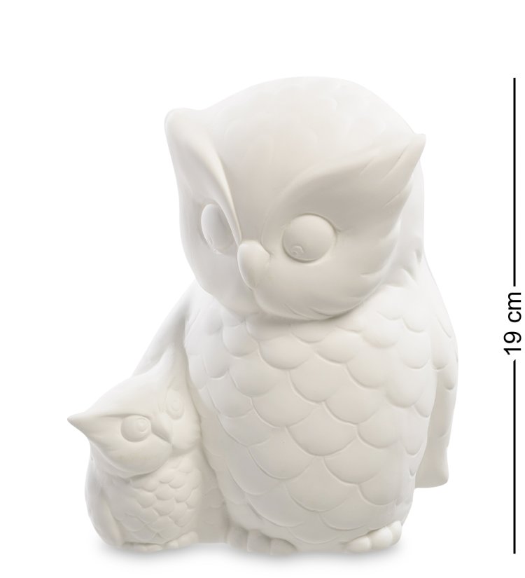 Статуэтка из бисквитного фарфора с подсветкой Филин с совенком Pavone JP-186/ 23