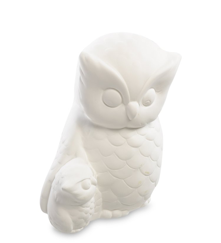 Статуэтка из бисквитного фарфора с подсветкой Филин с совенком Pavone JP-186/ 23, фотография сбоку