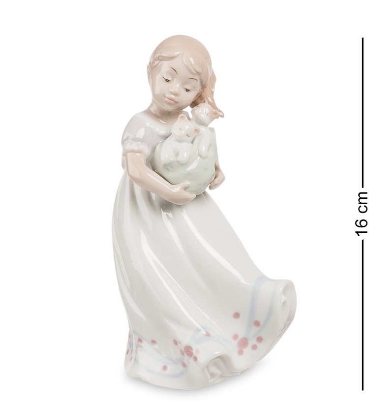 Статуэтка из фарфора Девочка с котятами в руках Pavone JP-29/34