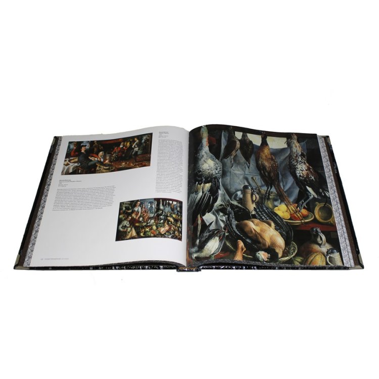 Книга в кожаном переплете Шедевры музеев мира в коробе - Бартолена, Боргези, Дело-Руссо BG1316F, фотография разворота книги