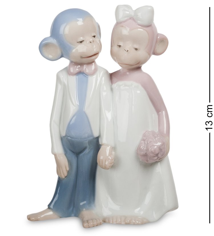 Статуэтка из фарфора Пара Обезьян Влюбленные сердца Pavone JP-81/ 5