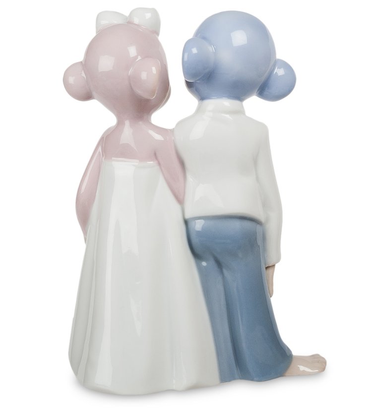 Статуэтка из фарфора Пара Обезьян Влюбленные сердца Pavone JP-81/ 5, фотография со спины