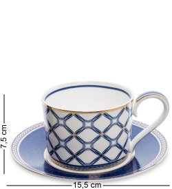 Чайная пара из фарфора Элегантность, синяя