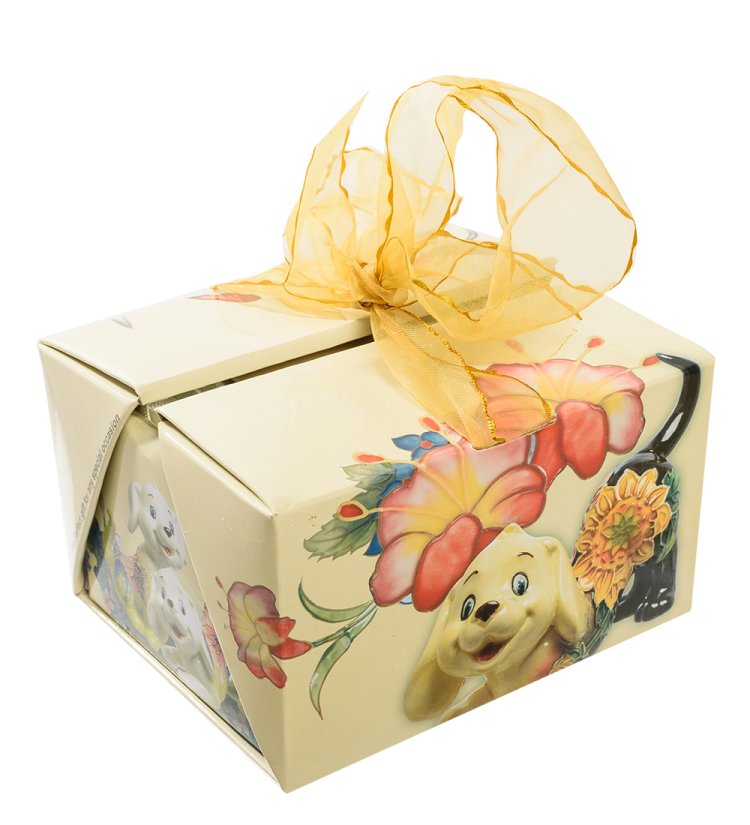 Статуэтка из фарфора Песик с поднятой лапкой Pavone JP-101/ 6, фотография коробки