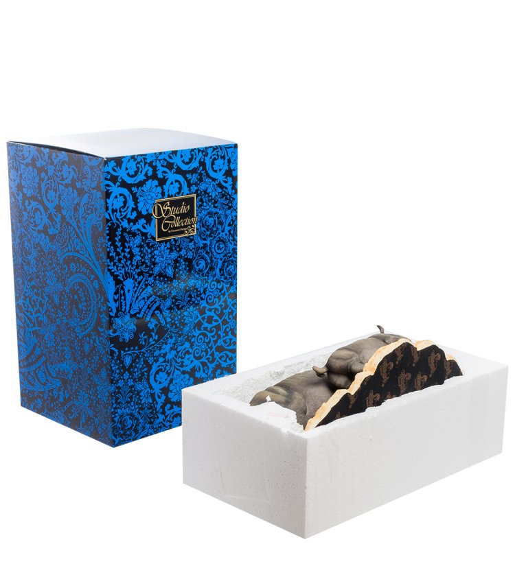 Статуэтка Носорог с детенышем на поляне Veronese WS-771, упаковочный вид