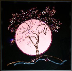 Картина Японская сакура c кристаллами Swarovski