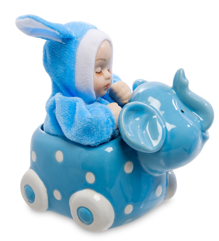 Музыкальная фигурка из керамики Мальчик - Сладкий сон Valerio Sole MUG-145/1, вид профиль оборотная сторона