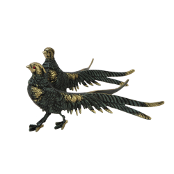 Статуэтка из бронзы Пара фазанов с синим отливом