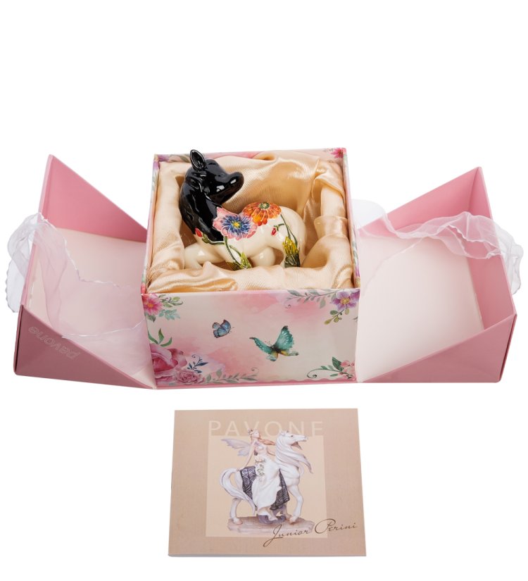 Статуэтка из фарфора Лошадка Маковка Pavone JP-61/12, упаковочный вид