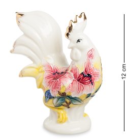 Статуэтка из фарфора Петух с розовыми цветами
