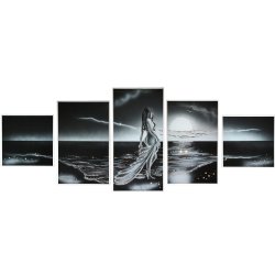 Картина Наяда морская нимфа c кристаллами Swarovski черно-белая