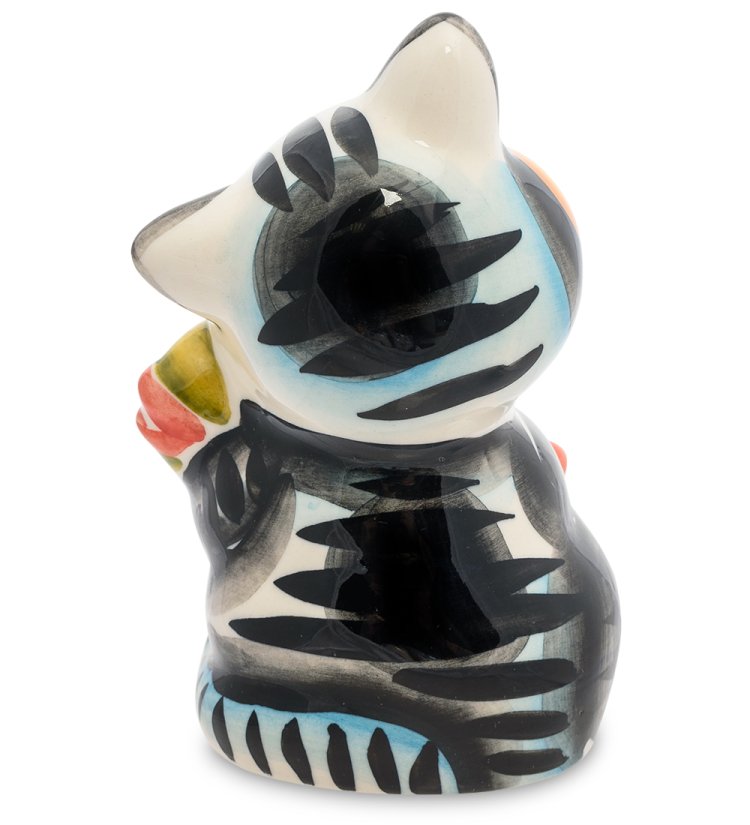 Фигурка Кот Рыболов Цветная гжель ГЛ-193, фотография со спины