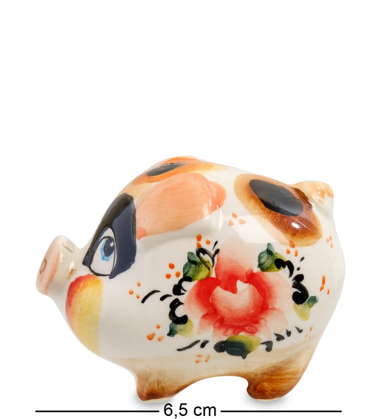 Фигурка Расписной поросенок Цветная гжель ГЛ-513, фотография сбоку