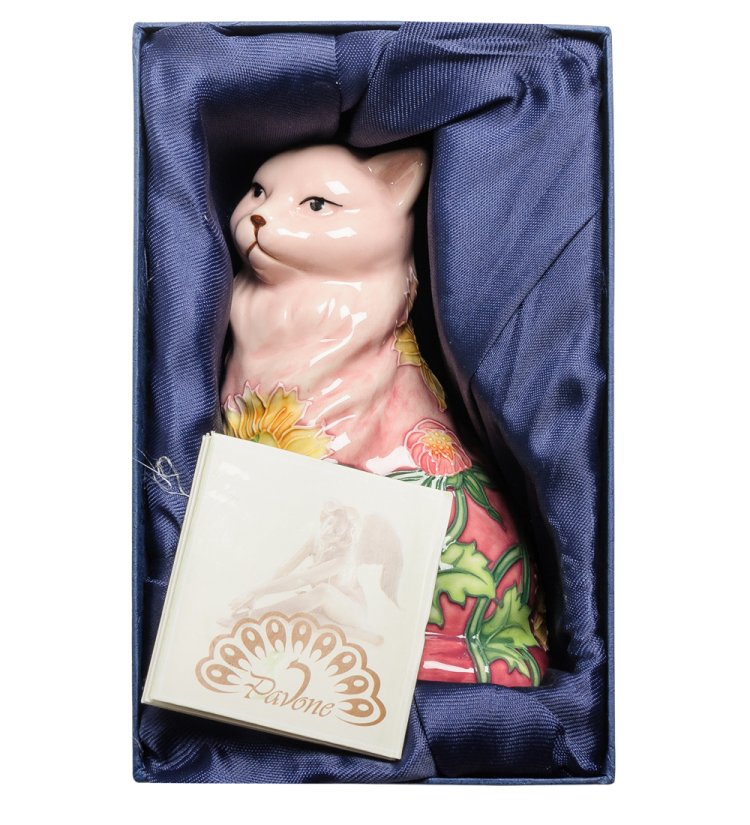 Статуэтка из фарфора Розовая кошечка Pavone JP-147/ 9, фотография в упаковке