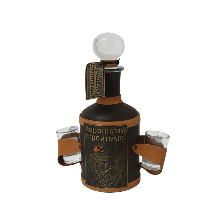 Бутыль для водки с рюмками Лучшему строителю Студия Маро ВП-69