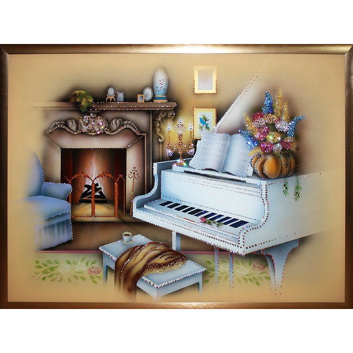 Зеркальная картина с кристаллами Swarovski - Вечер музыки (большая)