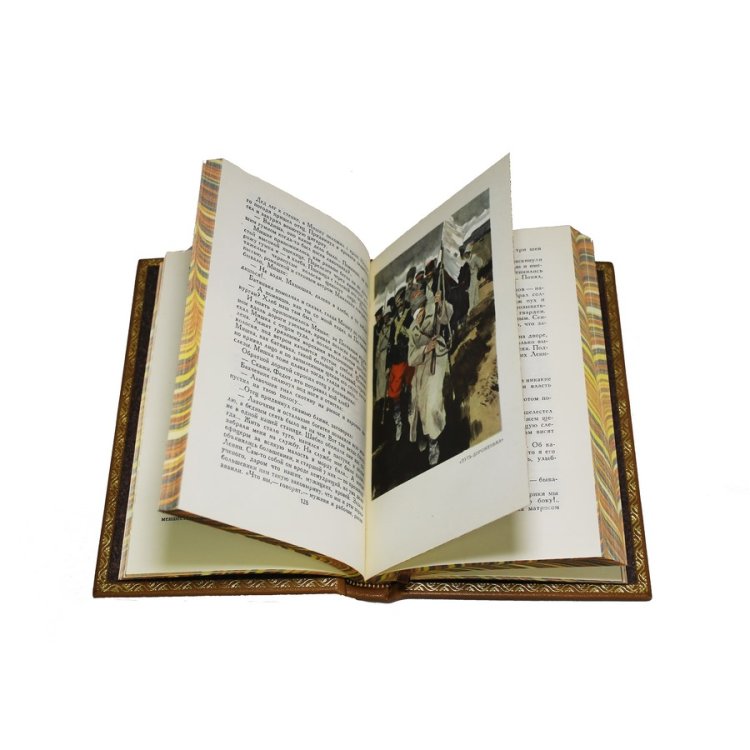 Книги в кожаном переплете Шолохов Михаил Александрович - Собрание сочинений в 8 томах BG1317S, фотография разворота книги