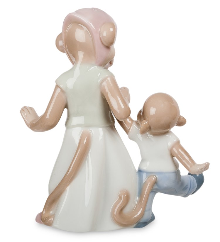 Статуэтка из фарфора Обезьянки Мамина поддержка Pavone JP-81/ 6, фотография со спины