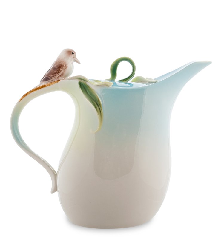 Заварочный чайник из фарфора Зимородок Кукабара Pavone FM-77/ 1, фотография сбоку