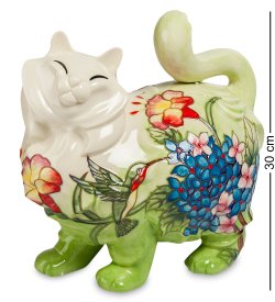 Копилка из фарфора Кошка в цветах