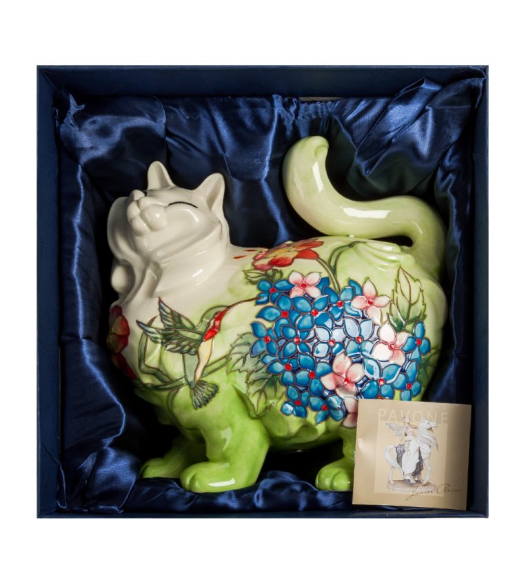 Копилка из фарфора Кошка в цветах Pavone JP-158/ 2, упаковочный вид