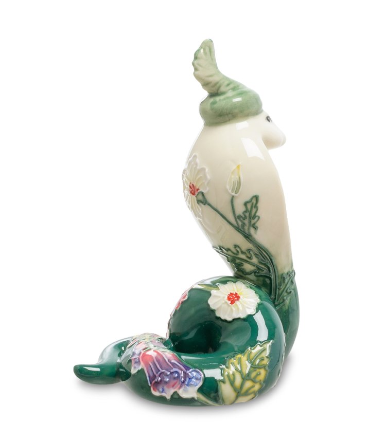 Фигурка из фарфора Зеленая царевна Змея Pavone JP-51/ 6, фотография сбоку