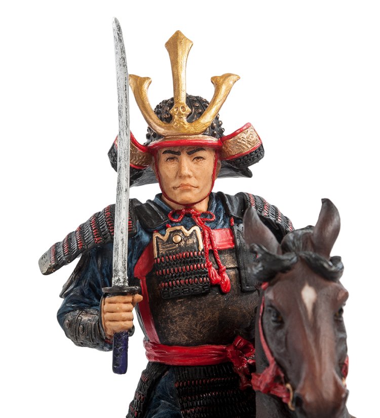 Статуэтка Самурай на коне с красной уздой Veronese WS-756, портретный вид