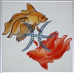 Картина Рыбы-стихия года c кристаллами Swarovski
