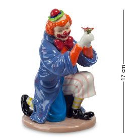 Статуэтка из керамики Клоун с красной розой